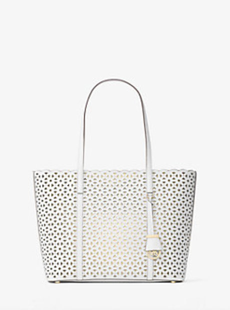 Desi Medium Perforated-Leather Tote - OPTIC WHITE - 30H6GDFT2T