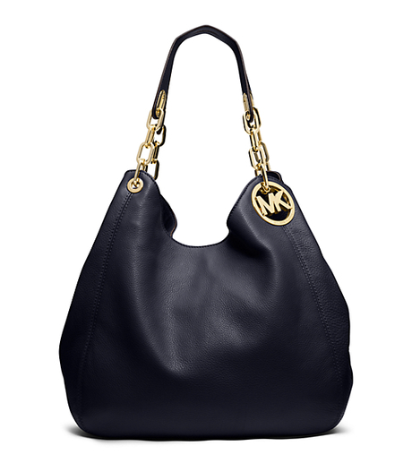 Fulton Large Leather Shoulder Bag - NAVY - 30H3GFTE3L