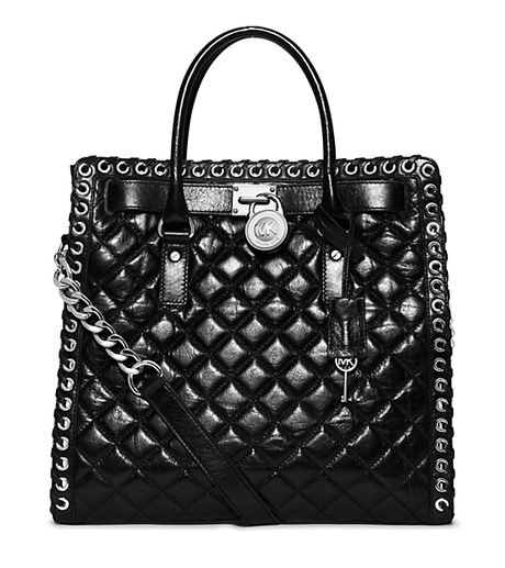Hamilton Large Grommet Quilted-Leather Tote - BLACK - 30H4SHGT3L