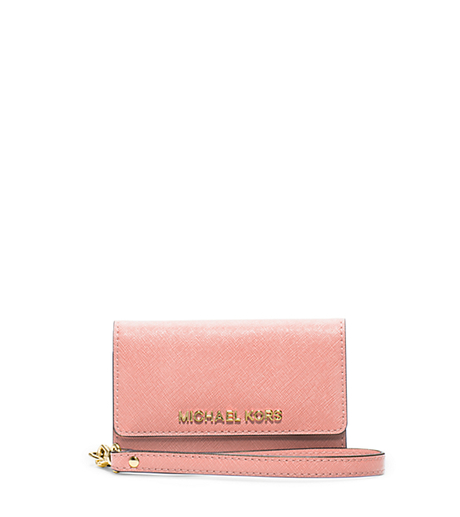 Saffiano Leather Phone Wristlet for iPhone 5 - PALE PINK - 32F4GELL2L