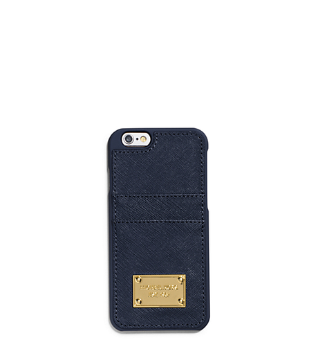 Saffiano Leather Pocket Smartphone Case - NAVY - 32H4GELL3L