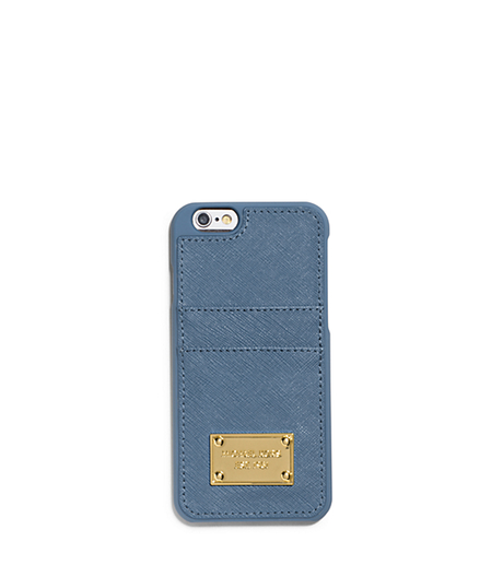 Saffiano Leather Pocket Smartphone Case - CORNFLOWER - 32H4GELL3L
