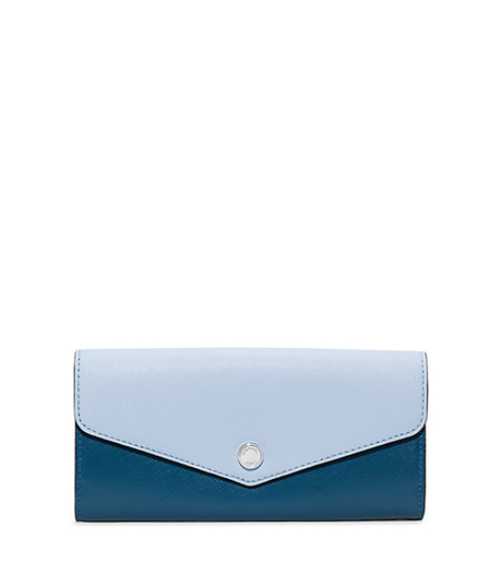 Greenwich Saffiano Leather Wallet - STEEL BLUE/LIGHT SKY - 32H5SGRE2U