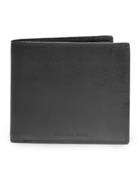 Michael Kors Saffiano Bi-Fold Wallet - BLACK - 39F2MMNF1L