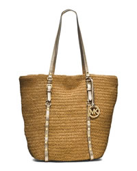 MICHAEL Michael Kors Large Studded Straw Shopper - NATURAL/PALE GOLD - 30S4GSWT3W