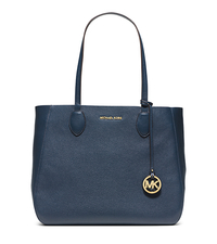 Mae Large Leather Tote - NAVY/WHITE - 30S6GM5T3L