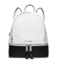 Rhea Medium Color-Block Leather Backpack - WHITE/BLACK - 30S6SEZB1T