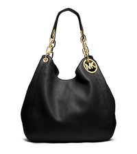Fulton Leather Large Shoulder Bag - BLACK - 30H3GFTE3L