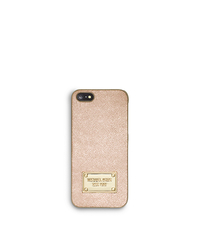 Metallic Saffiano Leather Smartphone Case - PALE GOLD - 32F4GELL1M