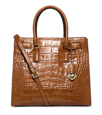 Dillon Large Embossed-Leather Tote - WALNUT - 30H4GAIT3E