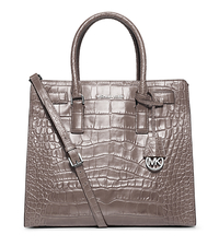 Dillon Large Embossed-Leather Tote - GREY - 30H4SAIT3E