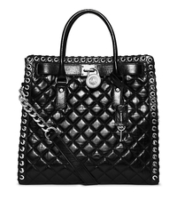 Hamilton Large Grommet Quilted-Leather Tote - BLACK - 30H4SHGT3L