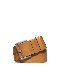 Wide Leather Belt - LUGGAGE - 31S6PBLH5T