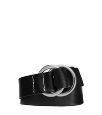 Double-Ring Leather Belt - BLACK - 551553