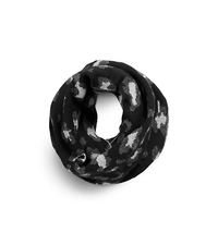 Leopard Jacquard Wool Infinity Scarf - BLACK/GREY - 536449