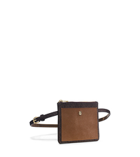 Logo Leather-Pouch Belt - BROWN - 554553