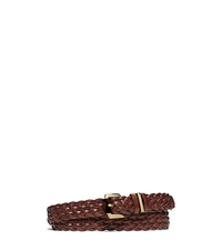 Braided Leather Belt - LUGGAGE - 551616