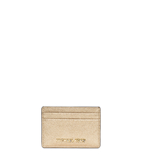 Jet Set Travel Metallic Saffiano Leather Card Case - PALE GOLD - 32S5MTVD1M